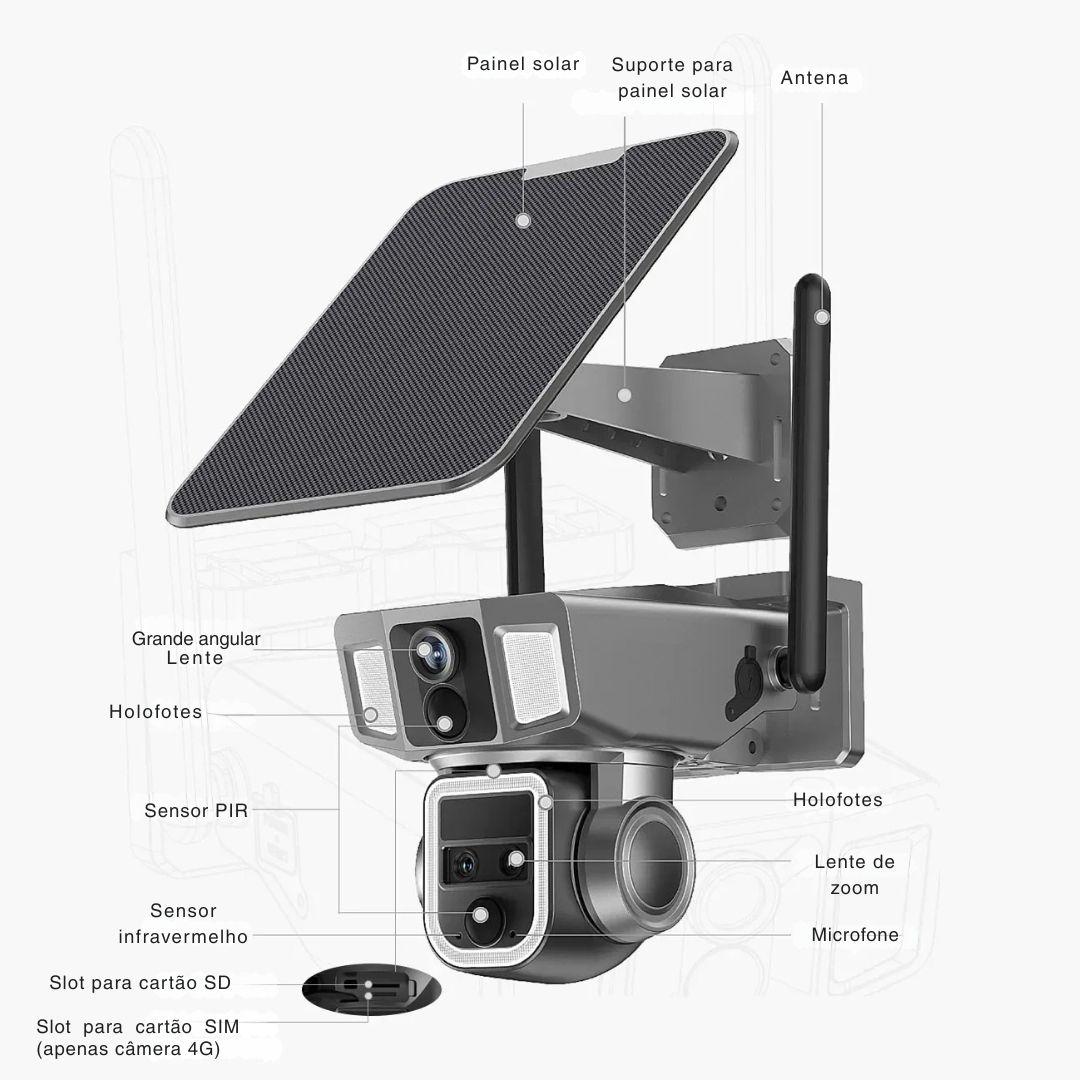 Câmera Solar 4G e Wi-Fi 12MP Dupla Lente com Zoom 10X