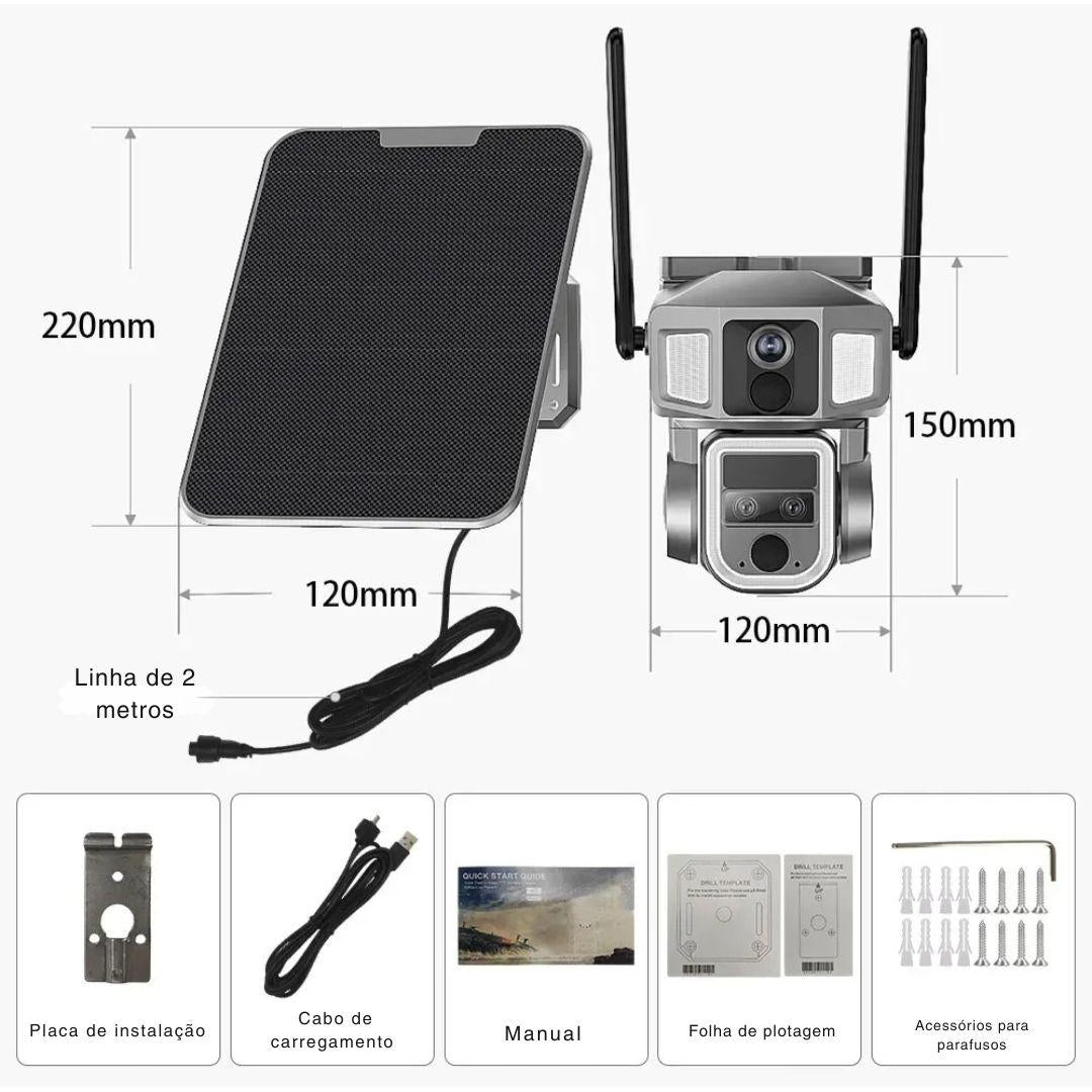 Câmera Solar 4G e Wi-Fi 12MP Dupla Lente com Zoom 10X