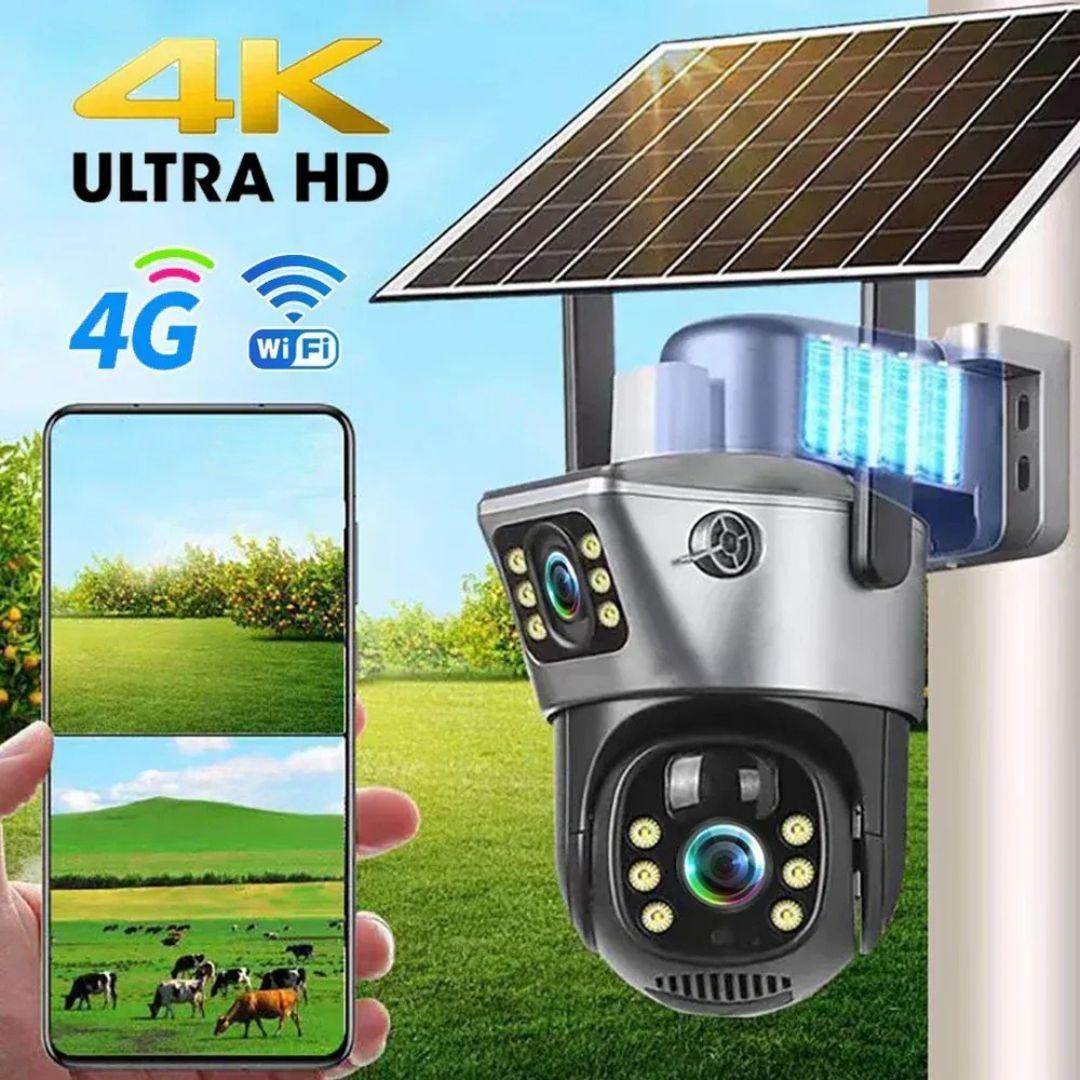Câmera Solar 4K com Lente Dupla e 4G/WiFi