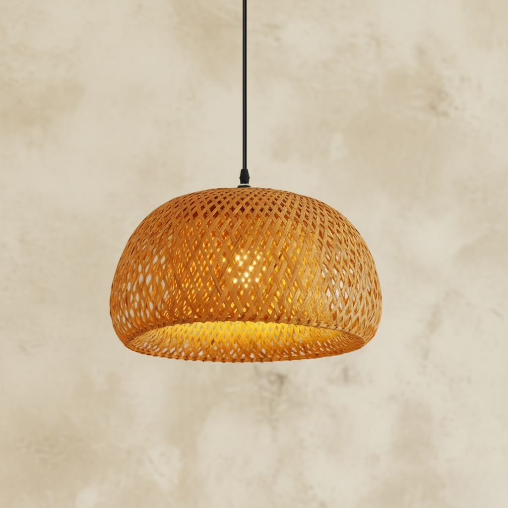 Luminária Pendente de Bambu - Elegância Natural e Iluminação Sofisticada