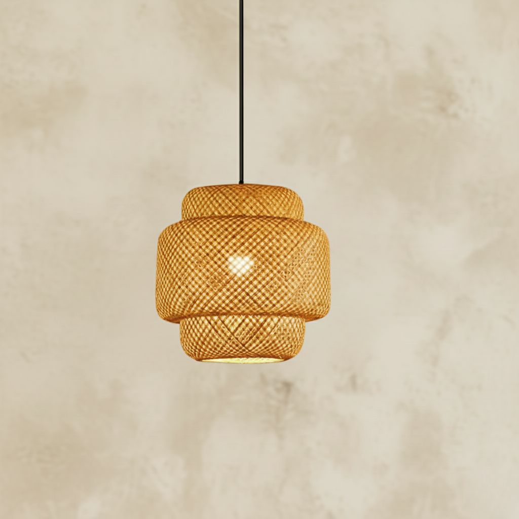 Luminária Pendente de Bambu - Elegância Natural e Iluminação Sofisticada