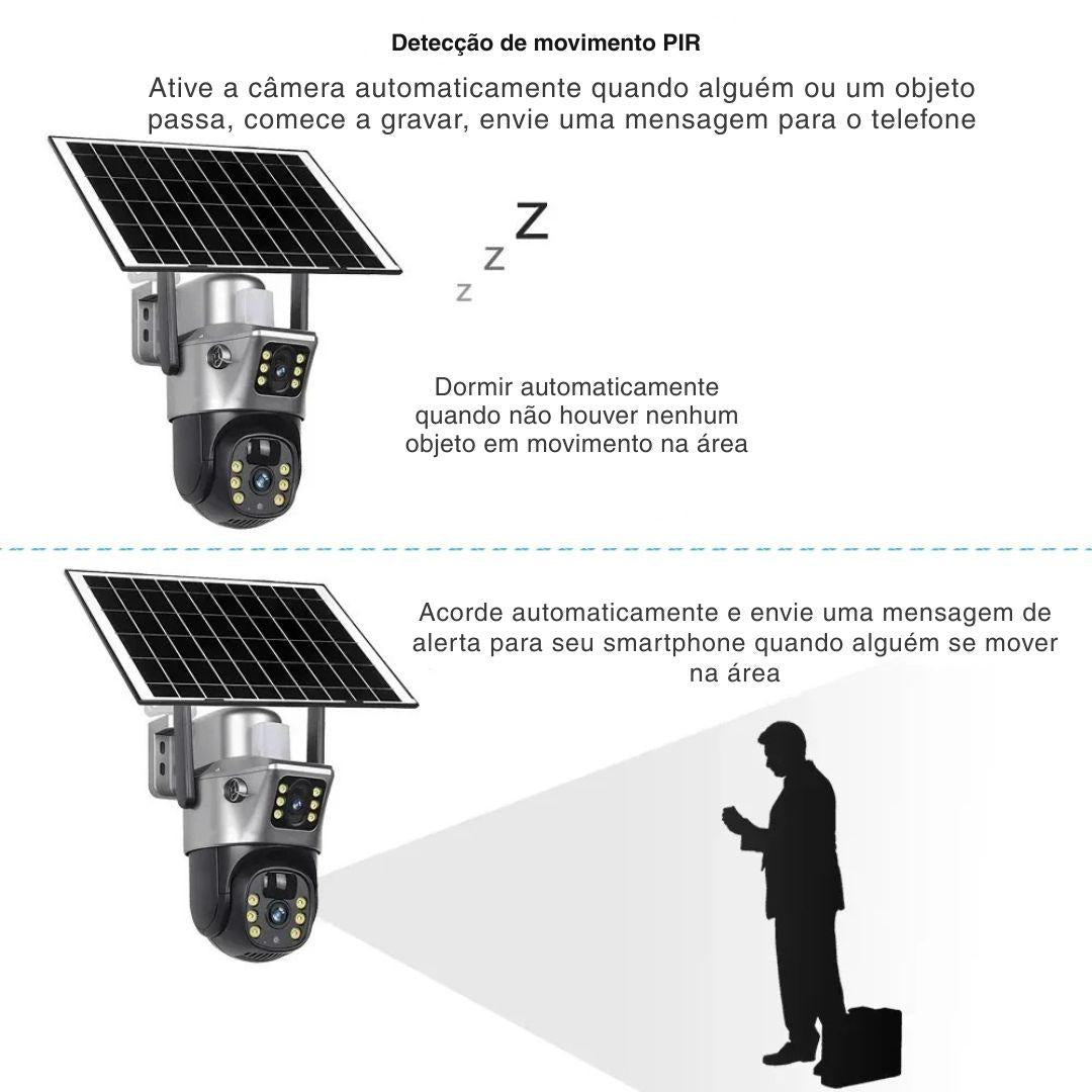 Câmera Solar 4K com Lente Dupla e 4G/WiFi