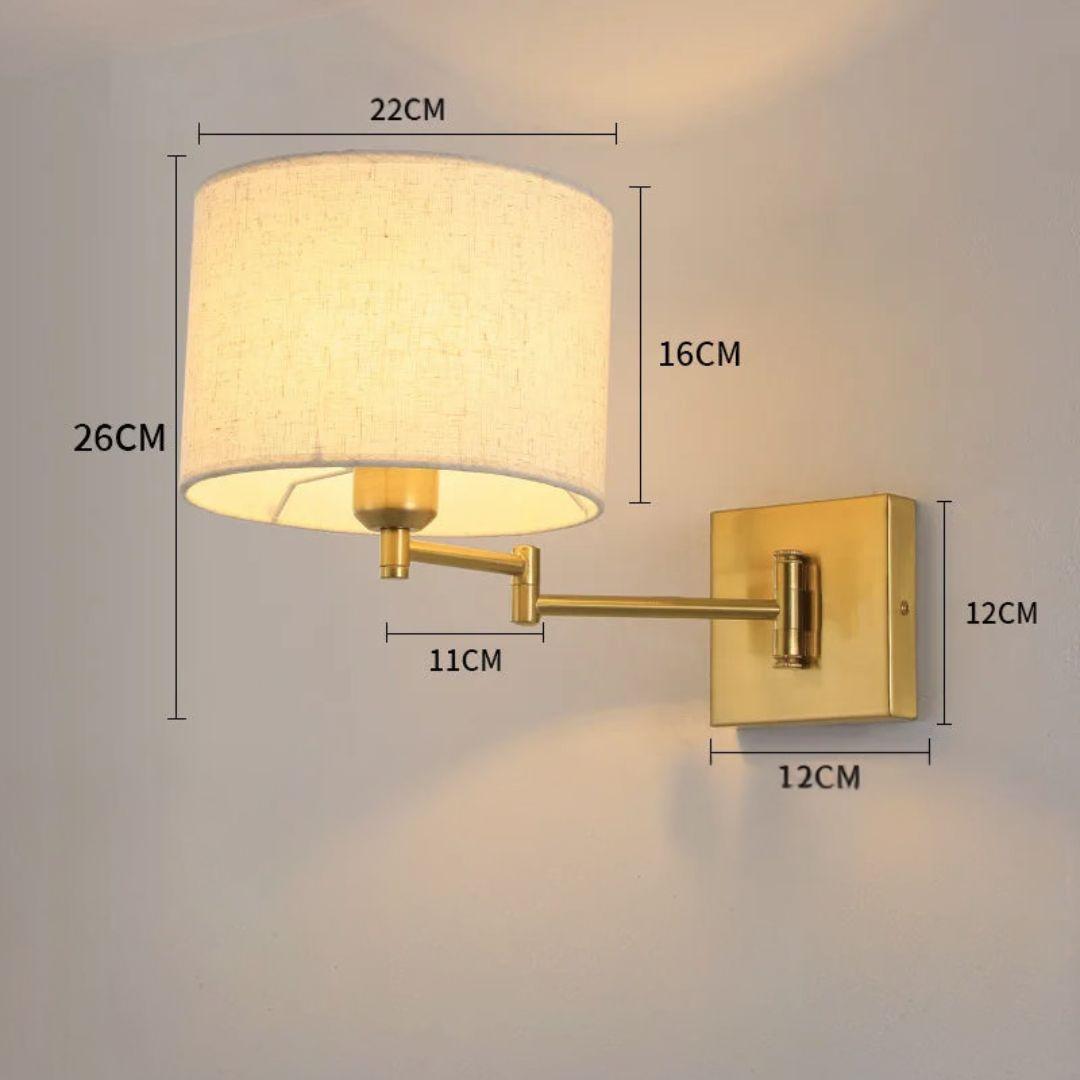 Luminária de Parede com Braço Dobrável e Abajur de Tecido