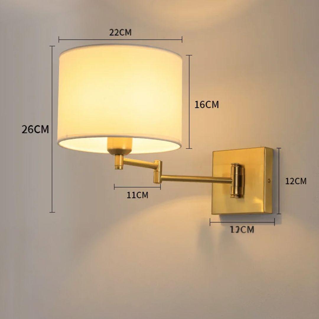 Luminária de Parede com Braço Dobrável e Abajur de Tecido
