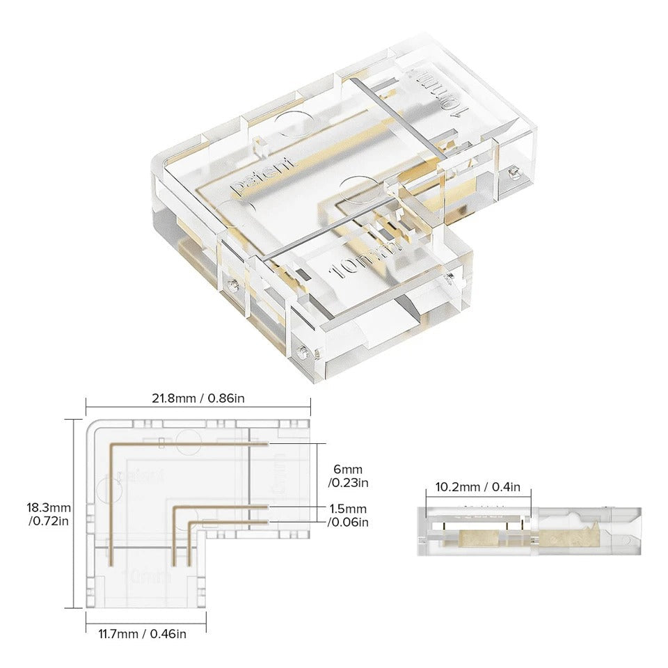 Conector em L para Fita LED COB 10mm (90°)