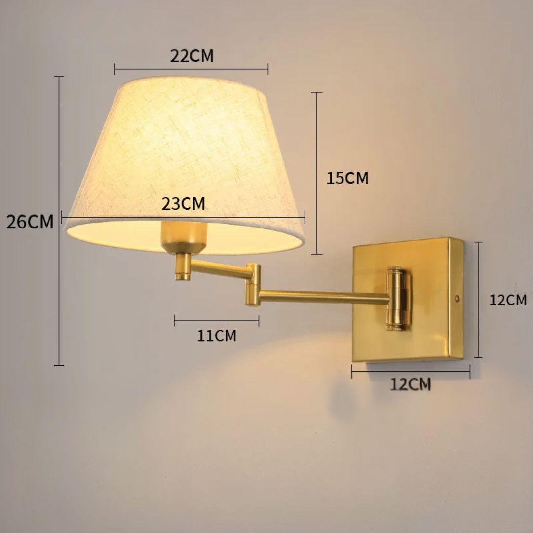 Luminária de Parede com Braço Dobrável e Abajur de Tecido