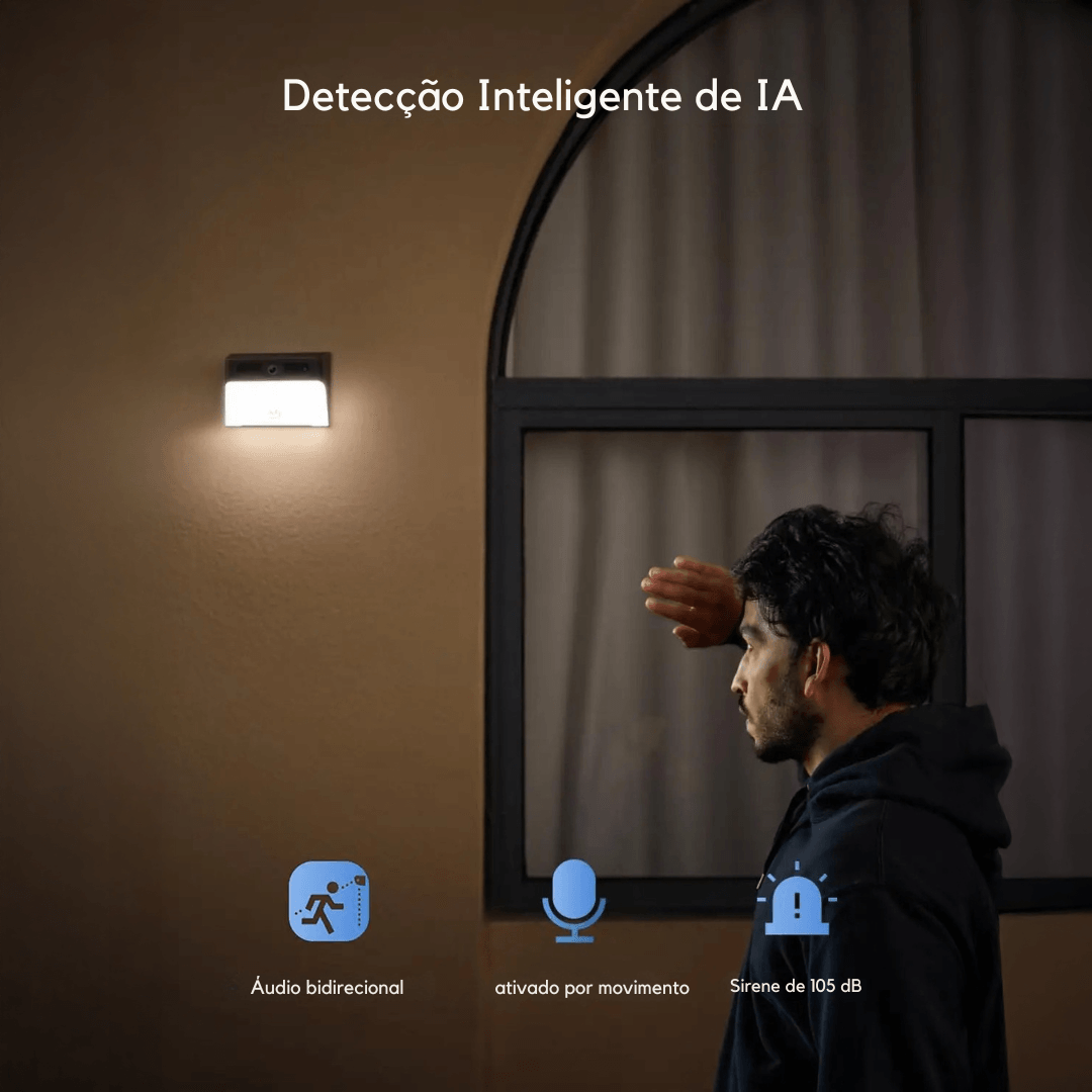 Câmera Solar 2K com Luz de Parede Integrada - CAMPROTEC - Akada Brasil