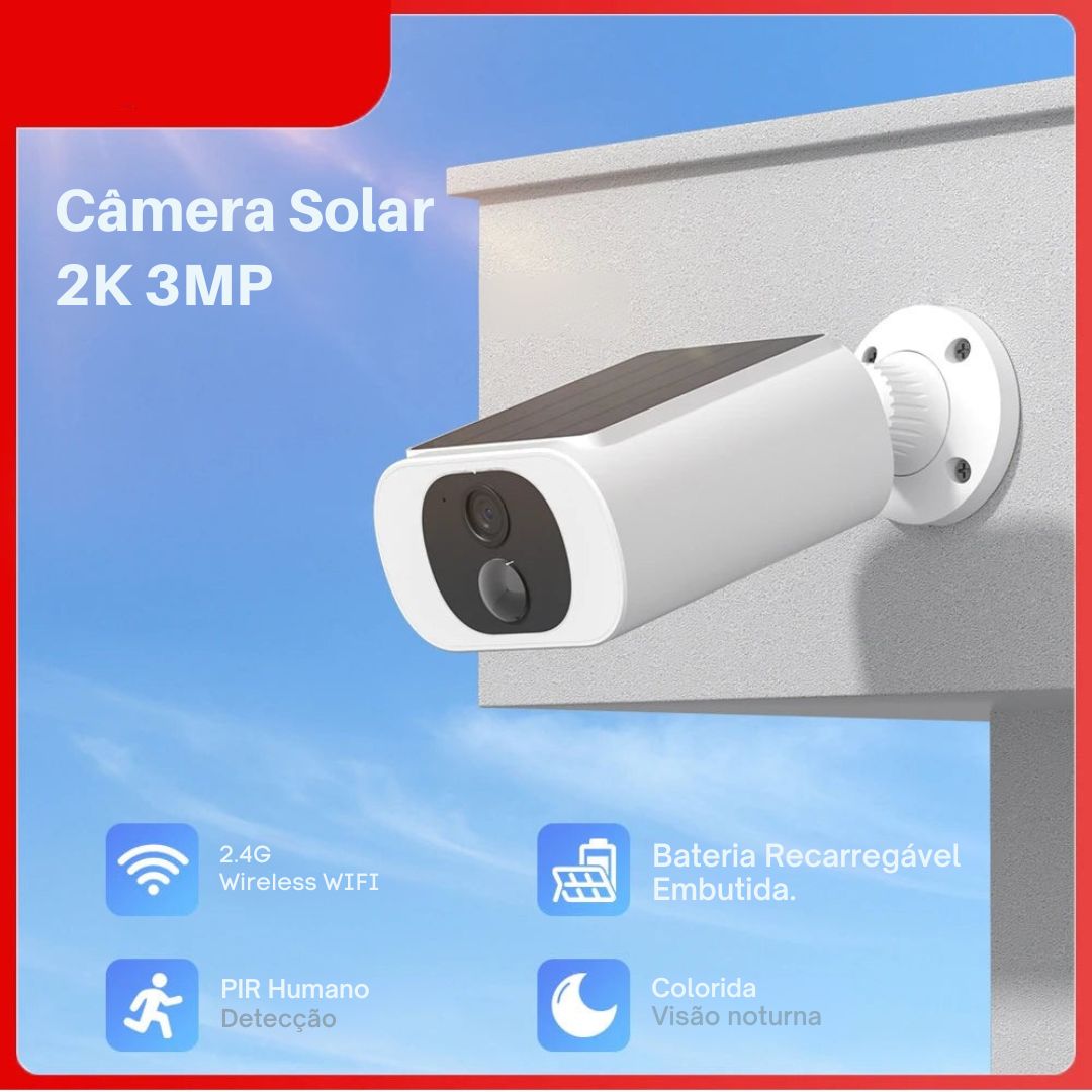 Câmera Solar 2K com Visão Noturna e Alarme - Akada Brasil