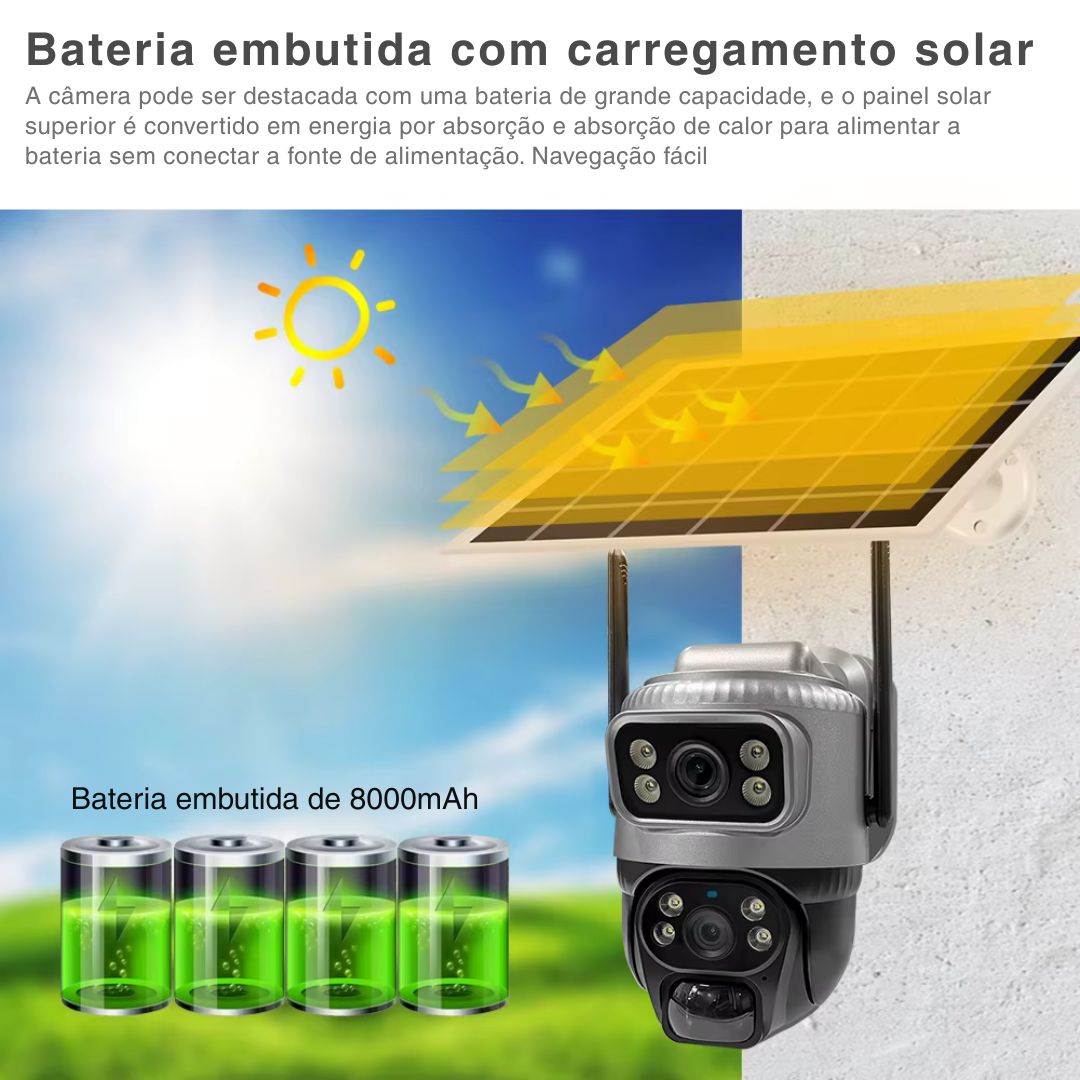 Câmera Solar 4G com Visão Noturna 8MP - Akada Brasil
