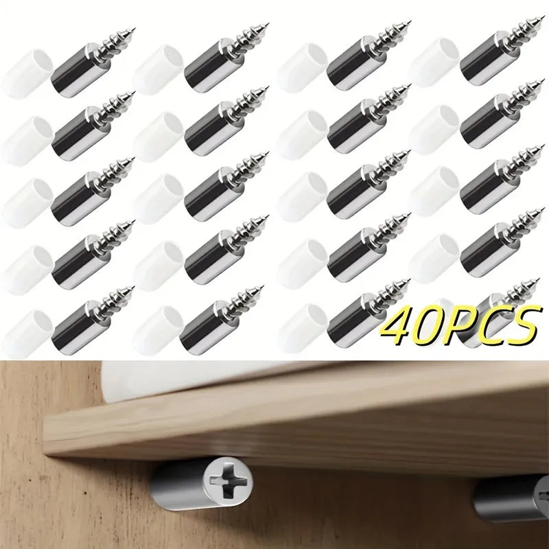 Parafusos auto-roscantes para gabinete, suporte laminado, suporte laminado, parafuso de rosca integrado, suporte de prateleira, 20 PCs, 40PCs