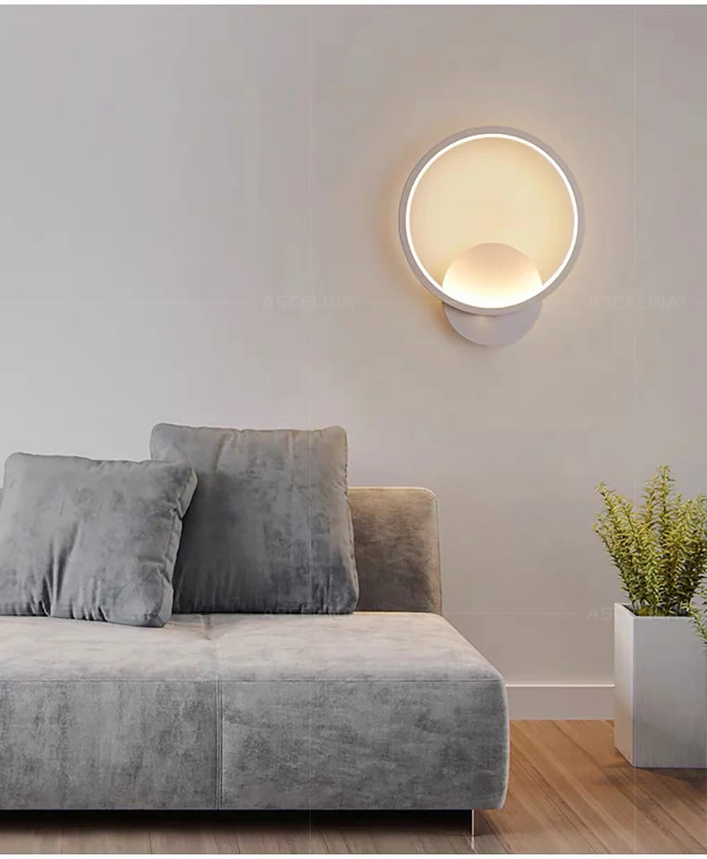 Moderna lâmpada de parede led redonda luz alumínio decoração para casa para cabeceira sala estar corredor estudo starway arandela luminária