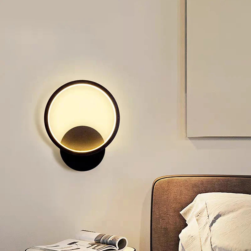 Moderna lâmpada de parede led redonda luz alumínio decoração para casa para cabeceira sala estar corredor estudo starway arandela luminária