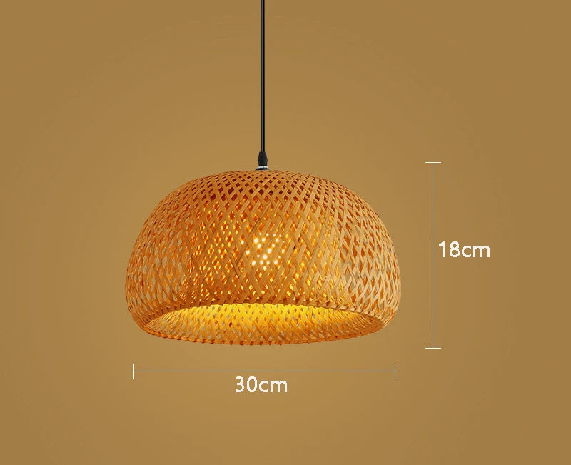 Lanterna de bambu 30cm luminária natural rattan vime e27 led lustres tecidos à mão abajures luminária pendurada luz