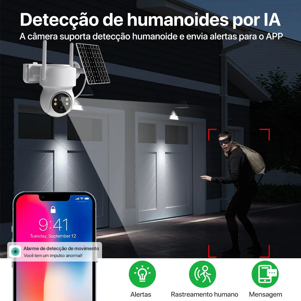 Câmera Solar Wi-Fi PTZ 4MP HD - Akada Brasil