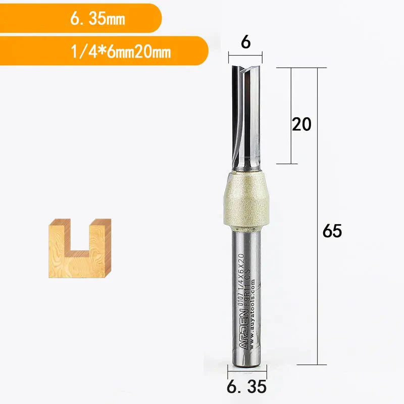 Fresa Reta de Tungstênio Arden para Tupia e CNC – Haste 6.35mm 1/4"