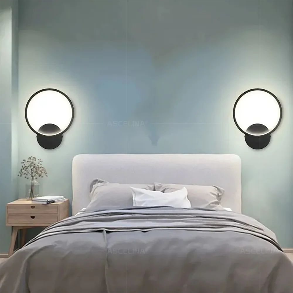 Moderna lâmpada de parede led redonda luz alumínio decoração para casa para cabeceira sala estar corredor estudo starway arandela luminária