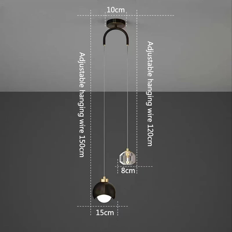 Moderno simples pingente de cristal luz luxo quarto cabeceira pendurado lâmpada nordic minimalista longa linha sala estar decoração casa