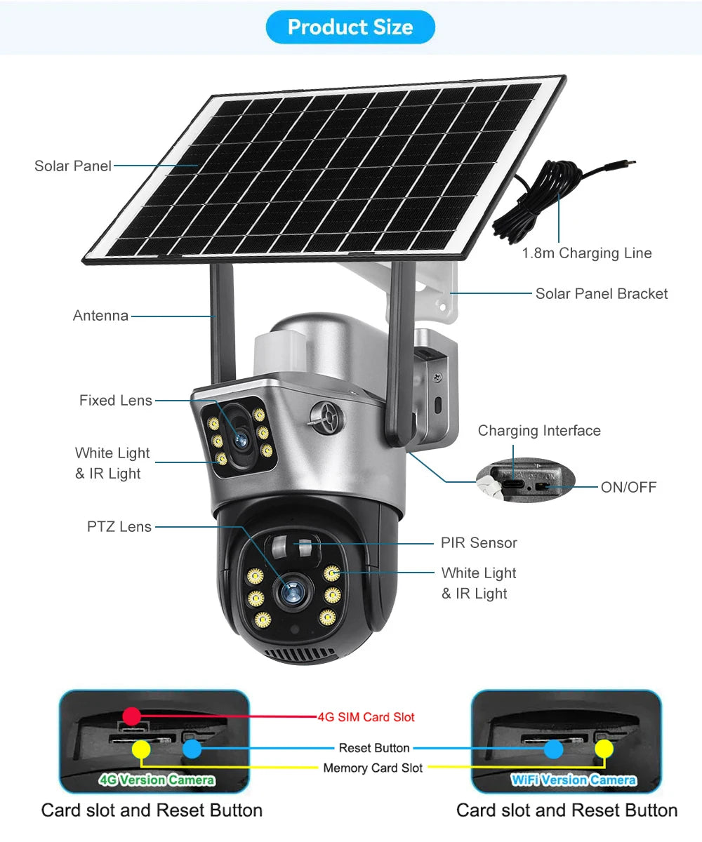 Câmera Solar 4K com Lente Dupla e 4G/WiFi - Akada Brasil