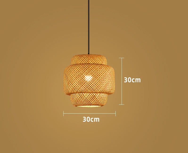 Lanterna de bambu 30cm luminária natural rattan vime e27 led lustres tecidos à mão abajures luminária pendurada luz