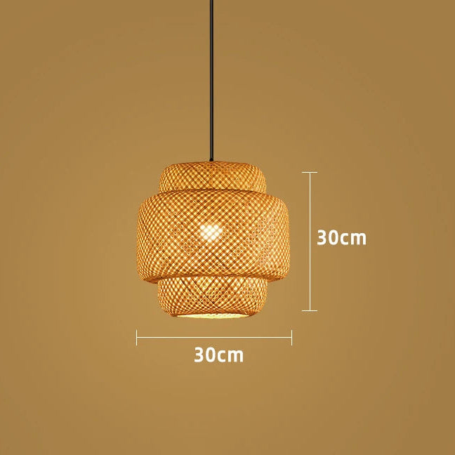 Lanterna de bambu 30cm luminária natural rattan vime e27 led lustres tecidos à mão abajures luminária pendurada luz