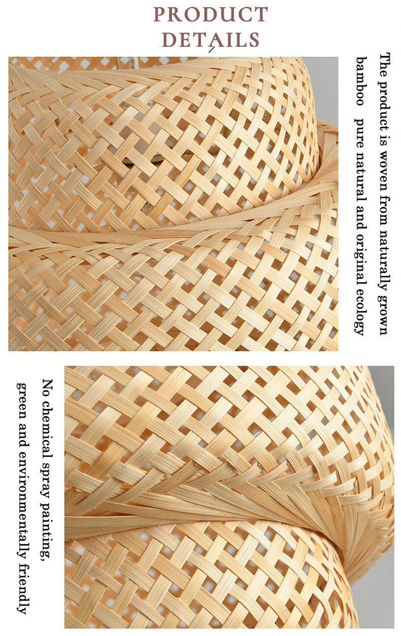 Lanterna de bambu 30cm luminária natural rattan vime e27 led lustres tecidos à mão abajures luminária pendurada luz