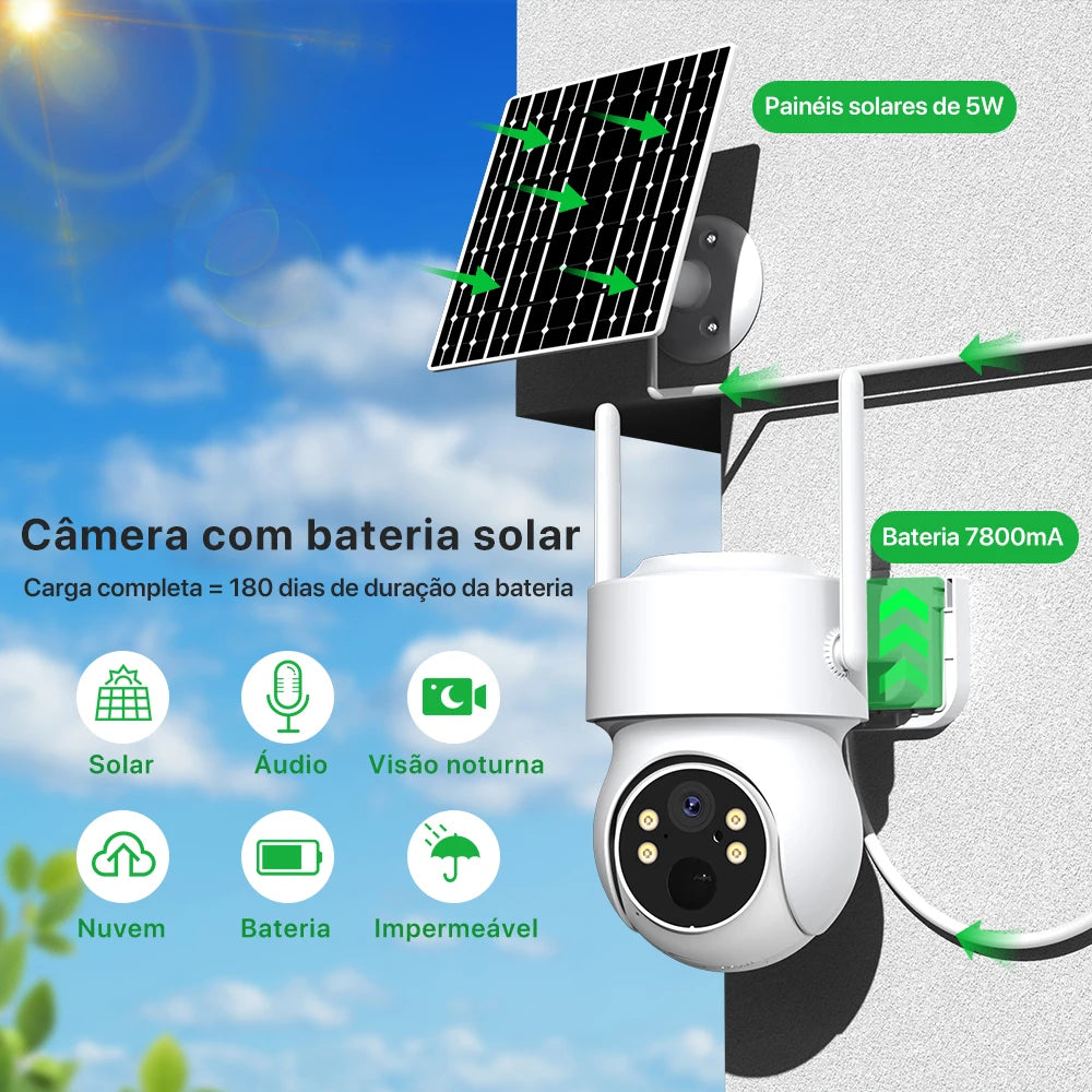 Câmera Solar Wi-Fi PTZ 4MP HD - Akada Brasil