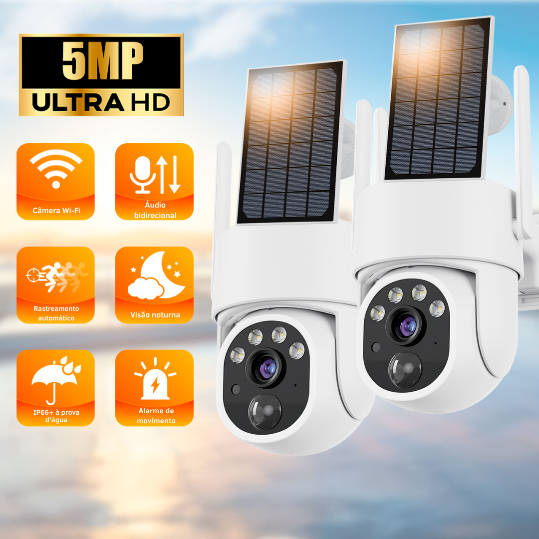 Câmera Solar WiFi 5MP com Detecção Humana e Zoom 5X
