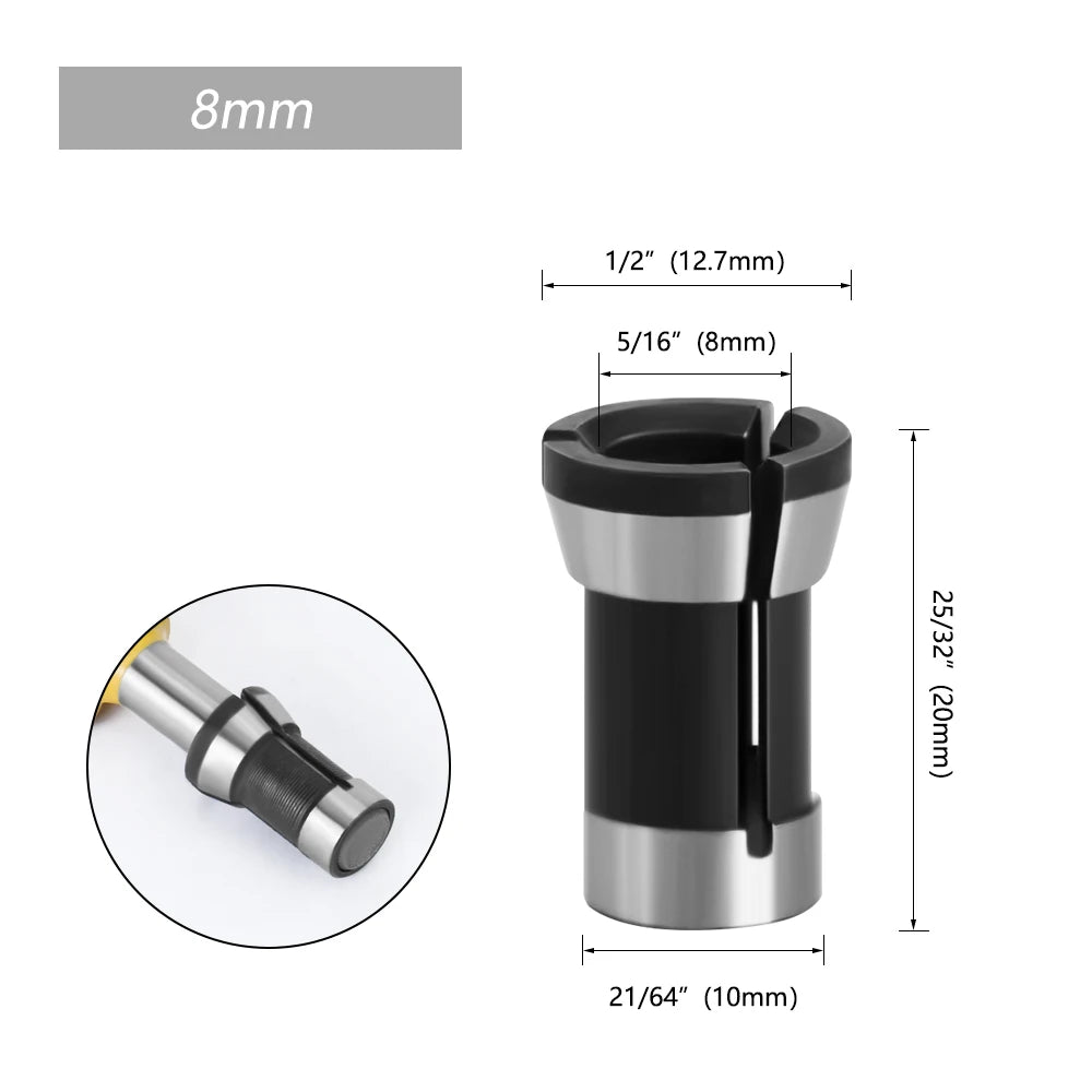Conjunto de Pinças para Tupia Laminadora - 6mm, 8mm, 6.35mm - Akada Brasil