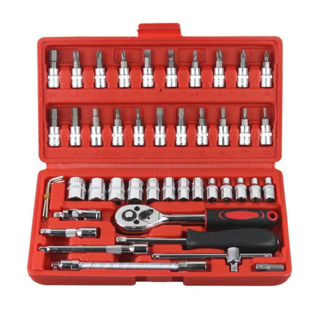 Kit de Ferramentas 46 Peças com Soquetes e Catraca Reversível - Akada Brasil