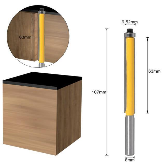 Kit Fresas Retas Longa de 8mm com Rolamento - RouterLong - Akada Brasil