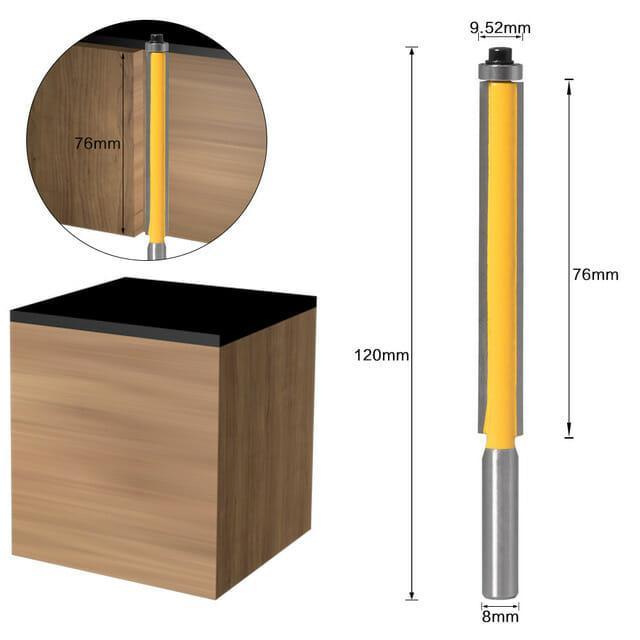 Kit Fresas Retas Longa de 8mm com Rolamento - RouterLong - Akada Brasil