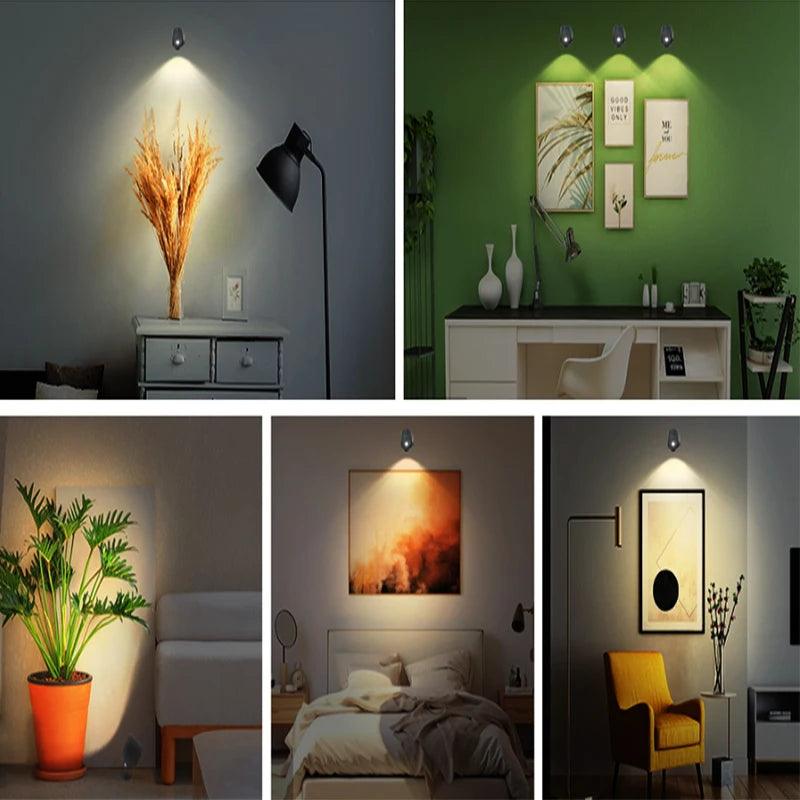 Lâmpada de Parede LED com Iluminação Dupla, Controle Remoto e Rotação 360° - Akada Brasil