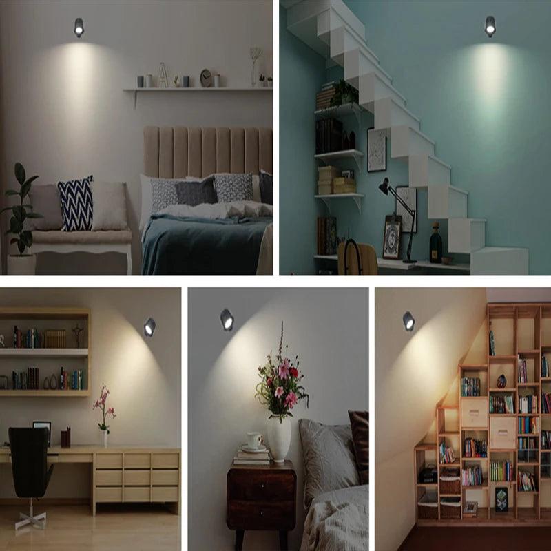 Lâmpada de Parede LED com Iluminação Dupla, Controle Remoto e Rotação 360° - Akada Brasil