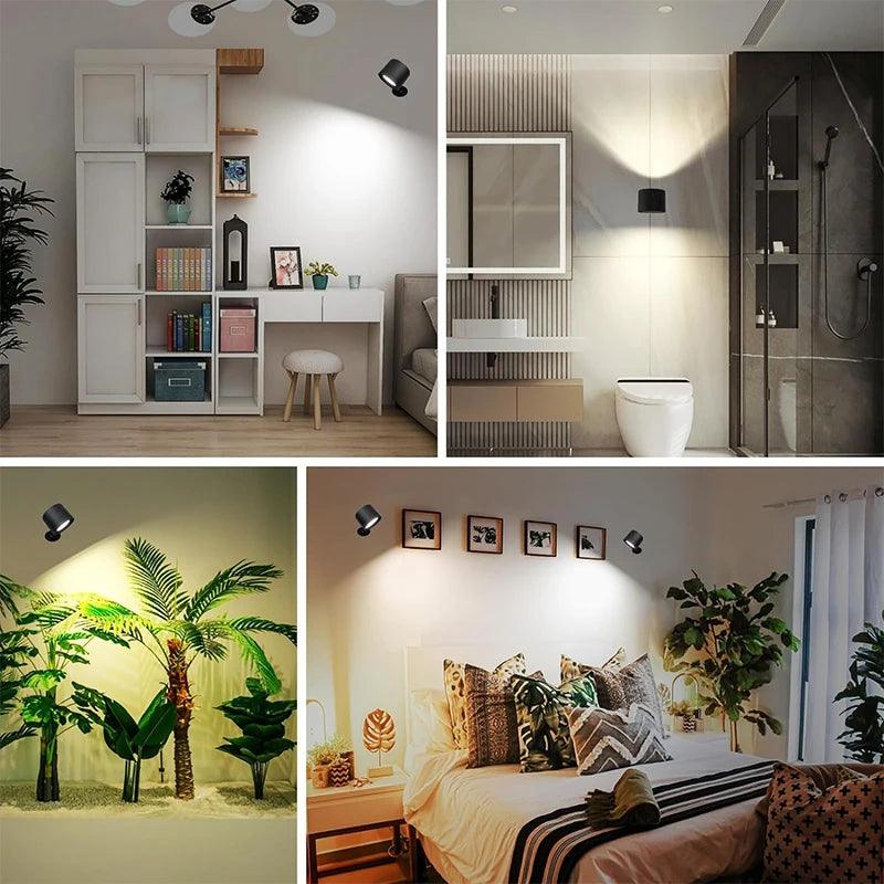Lâmpada de Parede LED com Iluminação Dupla, Controle Remoto e Rotação 360° - Akada Brasil