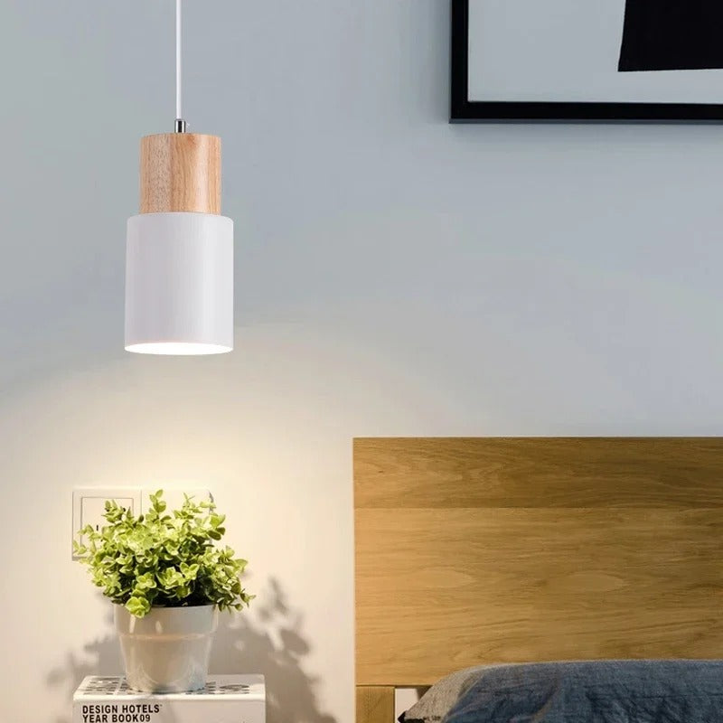 Luminária Pendente Minimalista Madeira Akada