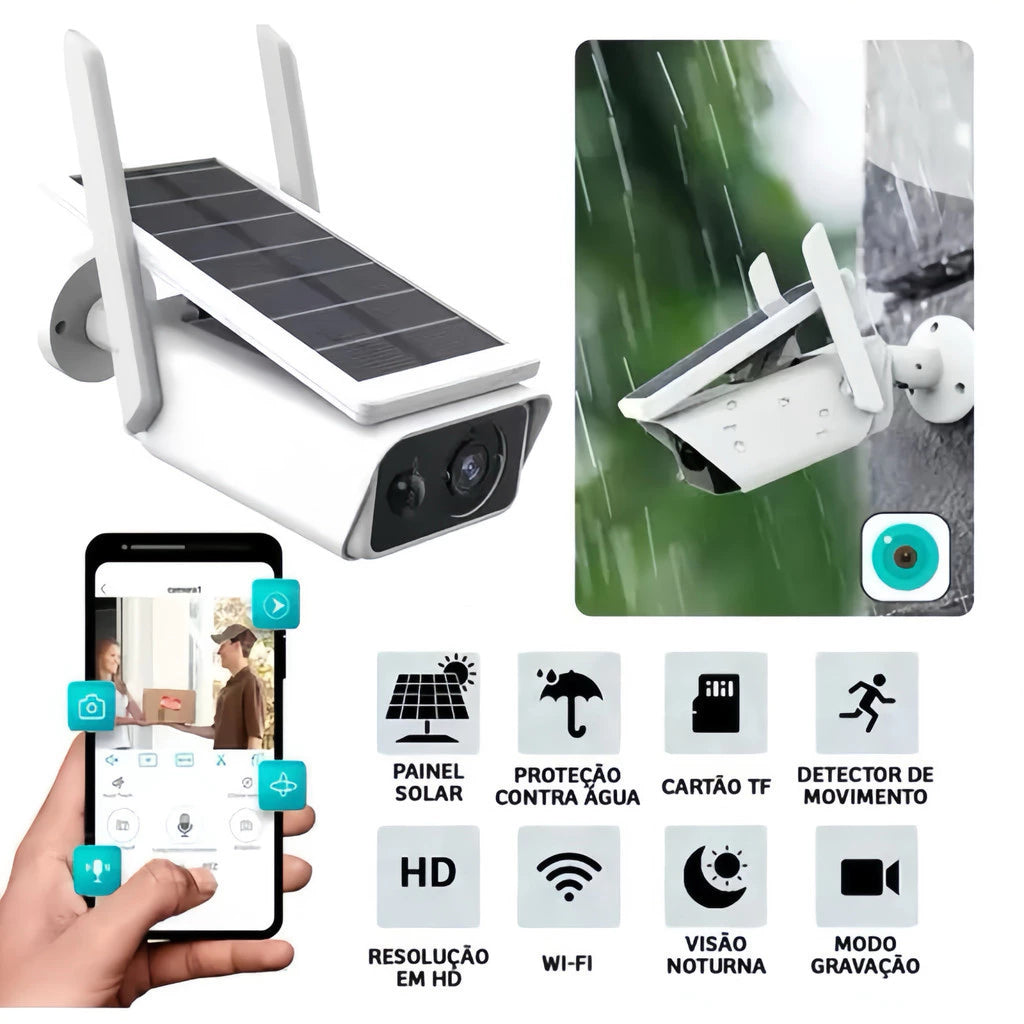 Câmera Wi-Fi Solar com Alarme PIR - CamProtec - Akada Brasil