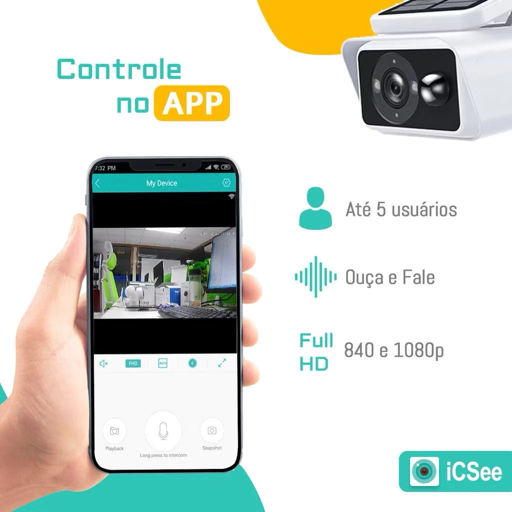 Câmera Wi-Fi Solar com Alarme PIR - CamProtec - Akada Brasil