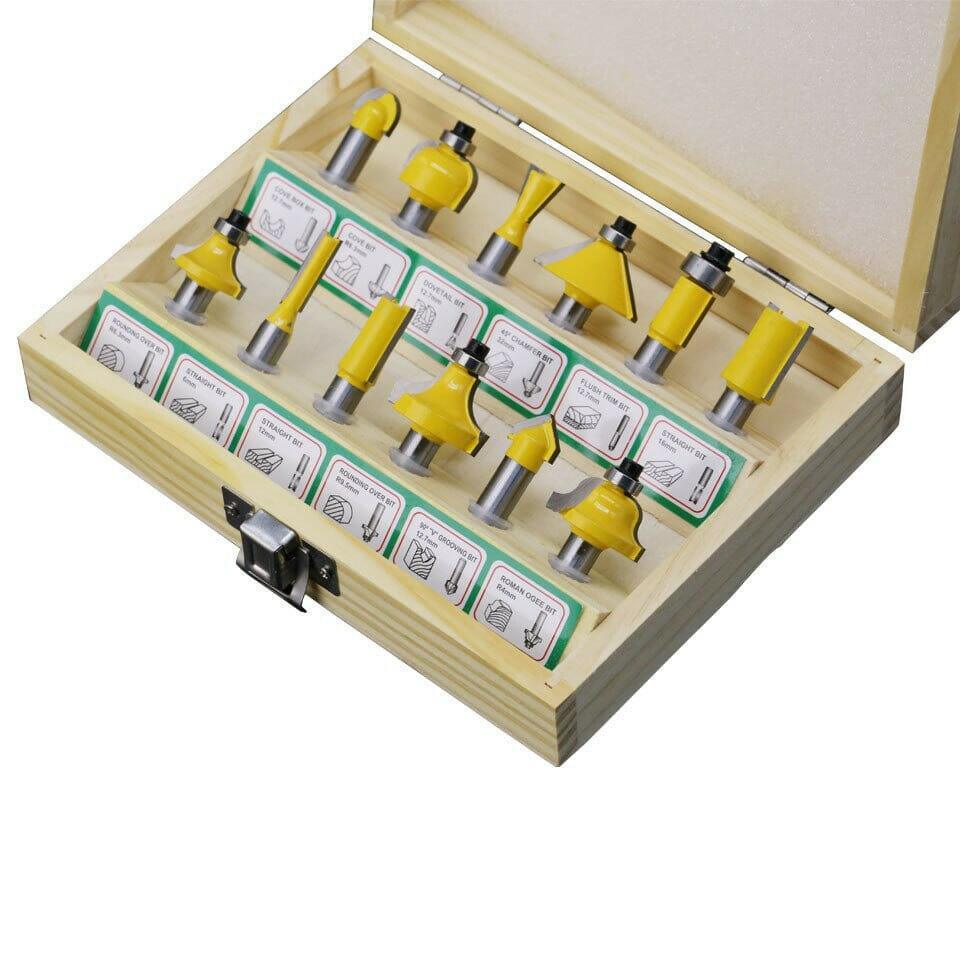 Kit Jogo 12pcs Fresas 8mm para Tupia com Maleta – RouterBox Gold