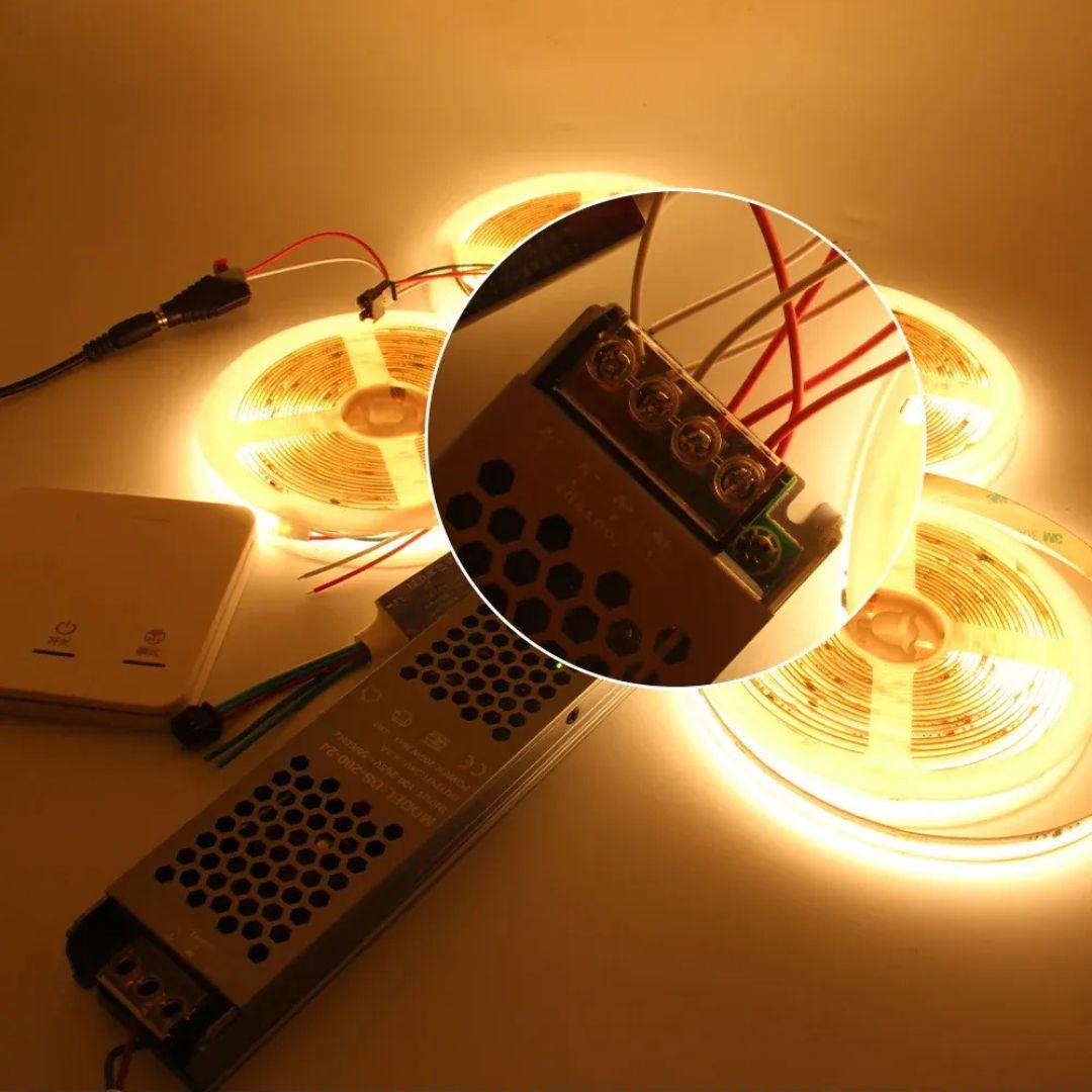 Fita de LED Sequencial COB – Iluminação Profissional com Efeitos Dinâmicos
