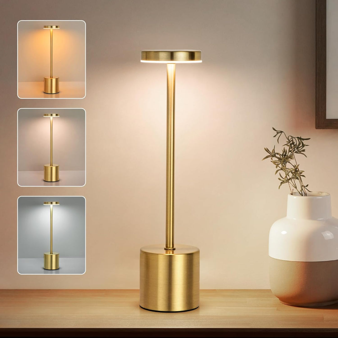 Luminária LED de Mesa 3 em 1 Recarregável – Design Minimalista para Decoração Sofisticada