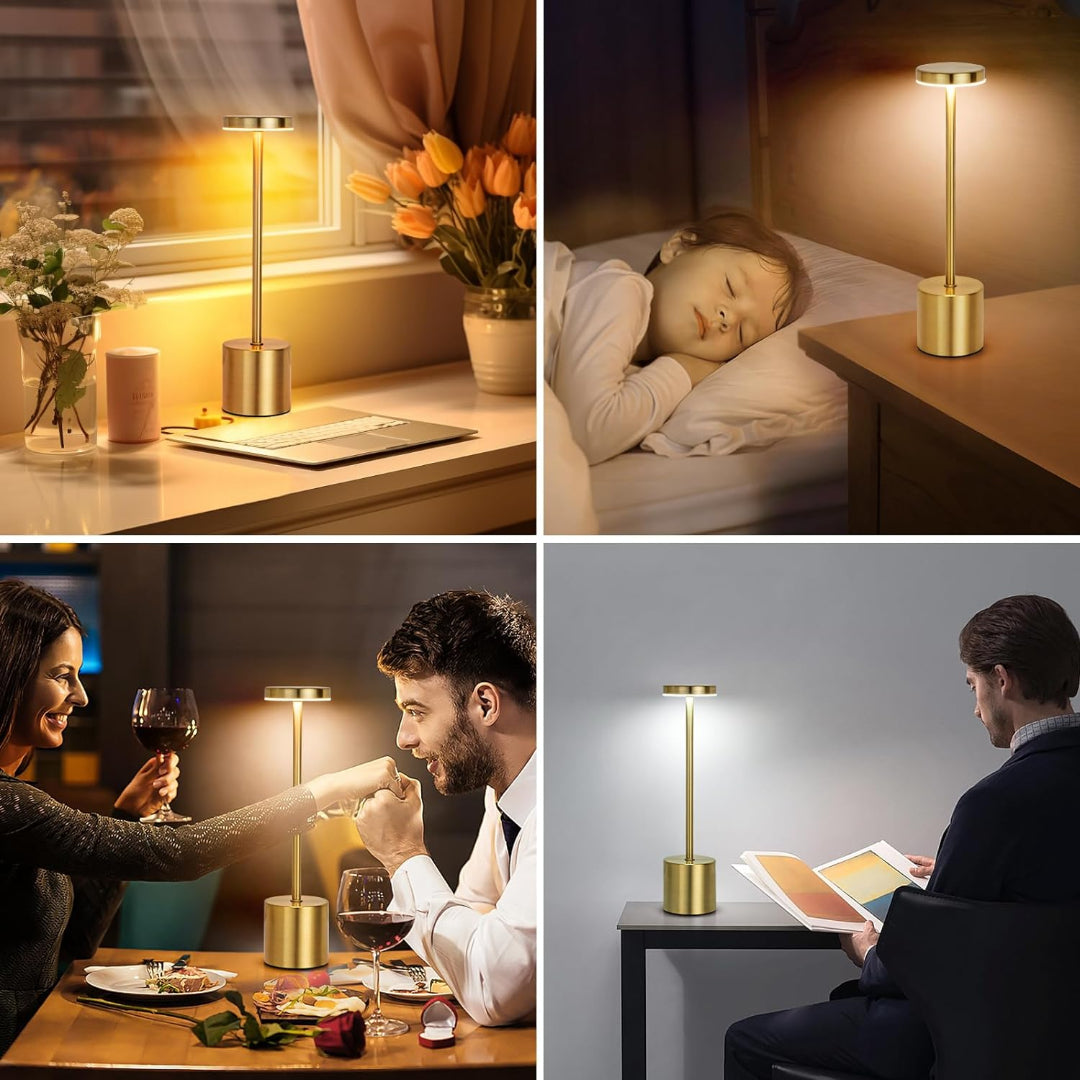 Luminária LED de Mesa 3 em 1 Recarregável – Design Minimalista para Decoração Sofisticada