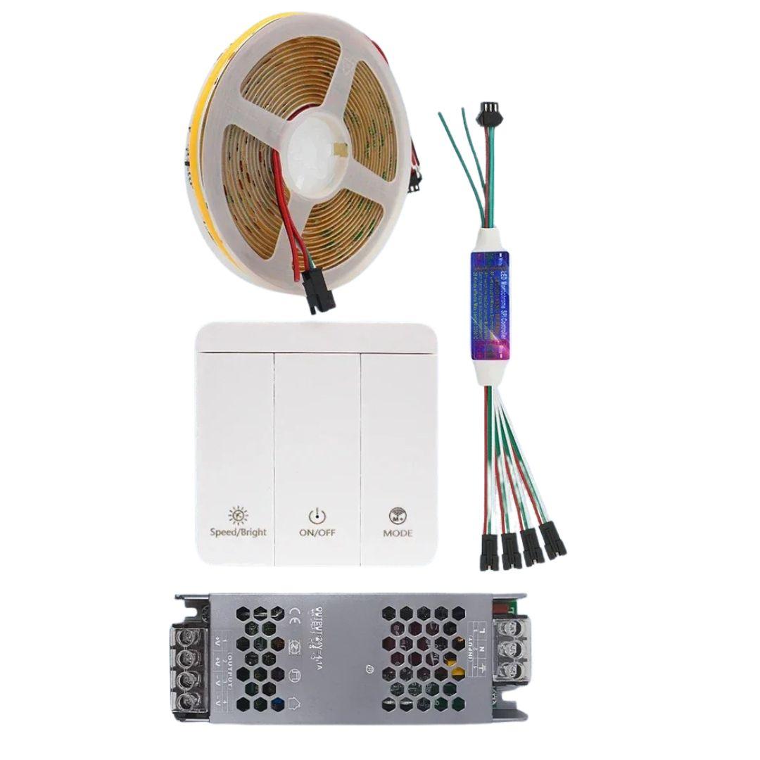 Fita de LED Sequencial COB – Iluminação Profissional com Efeitos Dinâmicos