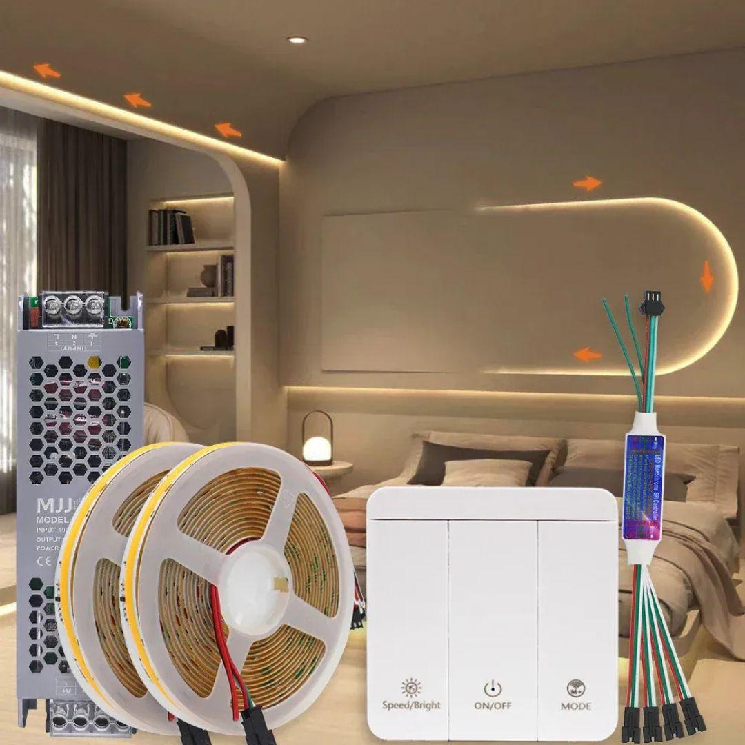 Fita de LED Sequencial COB – Iluminação Profissional com Efeitos Dinâmicos