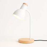 Luminária de Mesa Moderna com Base de Madeira