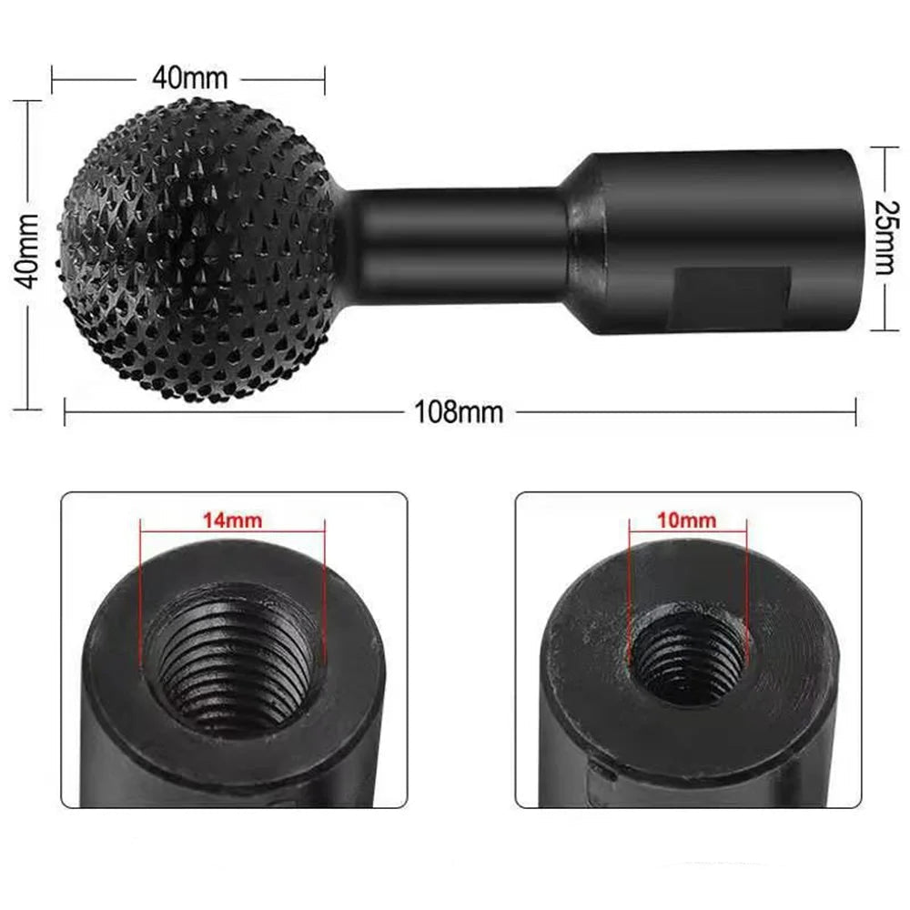 Moedor de ângulo arquivo rotativo ferramenta gravura cabeça moagem esférica m10/m14 moagem sulco madeira polimento broca redonda