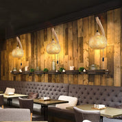 Lanterna de bambu lâmpada de parede natural rattan vime e27 lustres mão-tecido decoração do quarto de bambu abajures luminárias de parede