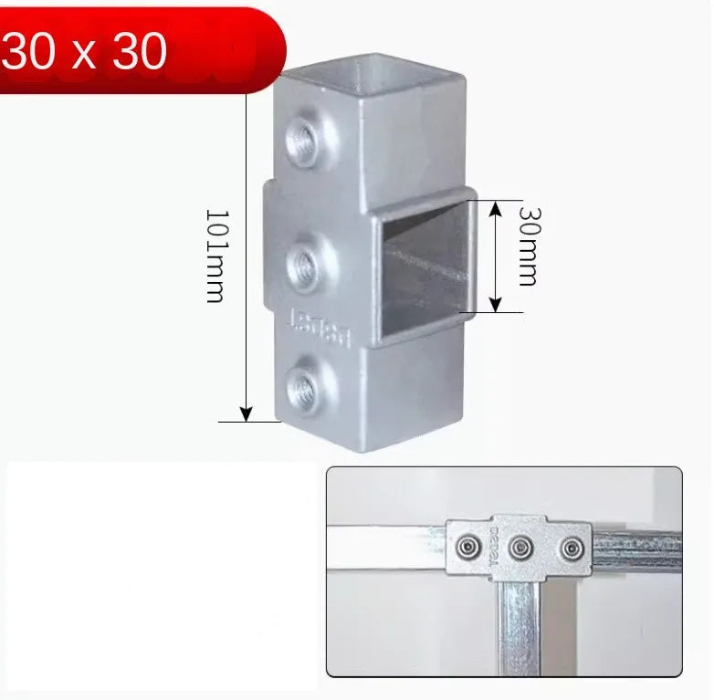 Conector Quadrado Estrutural em Liga de Alumínio 30x30mm