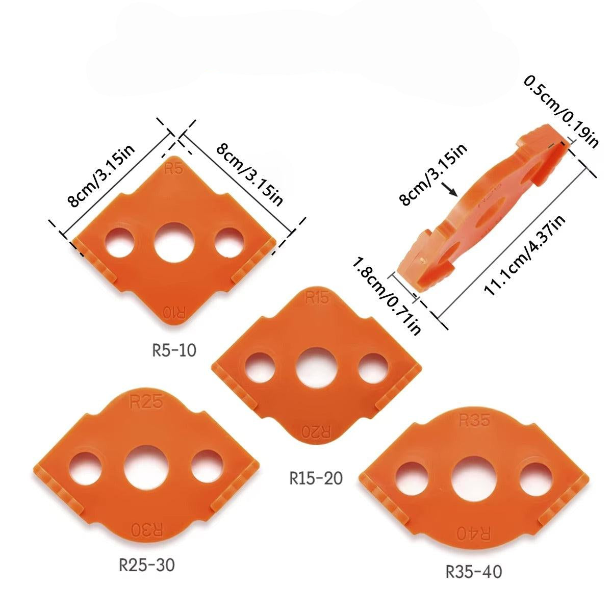 Kit de Gabaritos para Cantos Arredondados + 4 Fresas 6,35mm com Rolamento + Brinde Serrote Japonês - Rounder