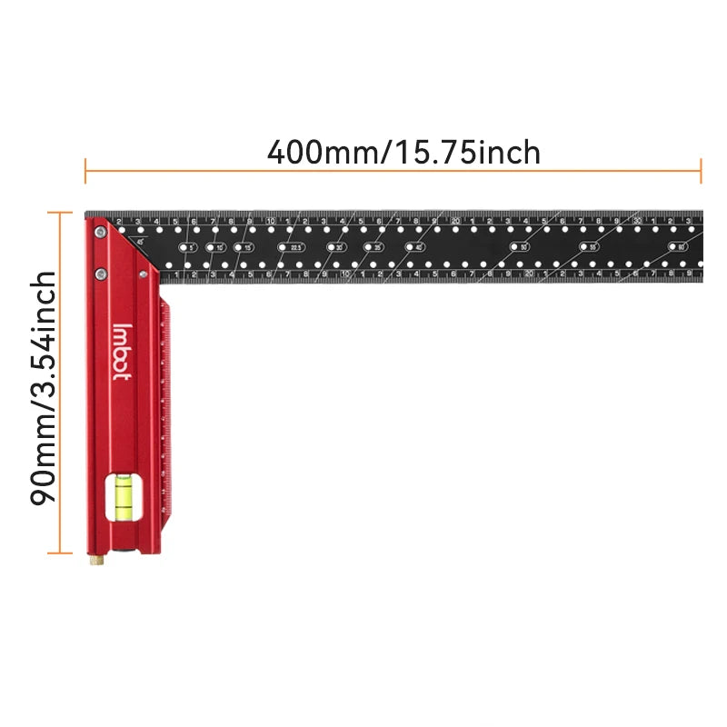 Esquadro de Precisão com Nível de Bolha - AngleMaster Red