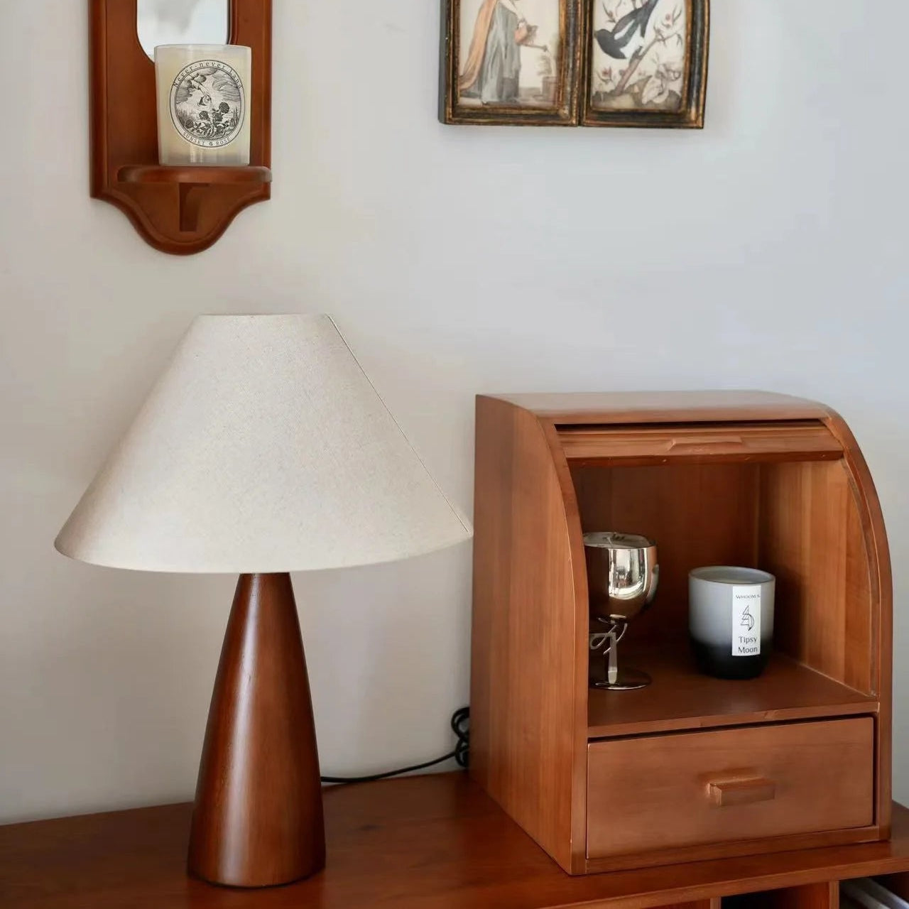 Luminária de mesa retrô de madeira sólida, decoração interna, atmosfera, quarto, cabeceira, sala de estar, chá, estudo